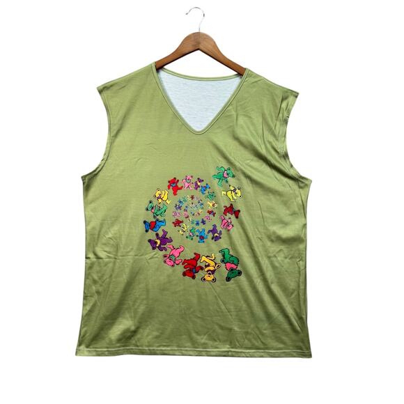 Grateful Dead Dancing Bears Sleeveless Green Swirl Tank Top T-Shirt Jam Band 2XL - Picture 1 of 2